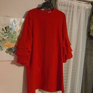 Catherines Vibrant Red Long Sleeve Dress